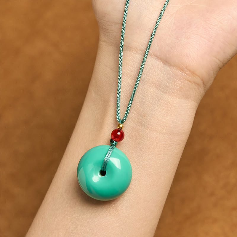 Wear FengShui Turquoise Peace Buckle Rope Balance Necklace Pendant