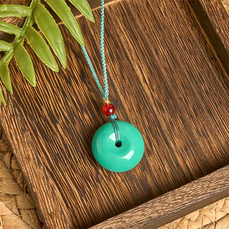 Wear FengShui Turquoise Peace Buckle Rope Balance Necklace Pendant