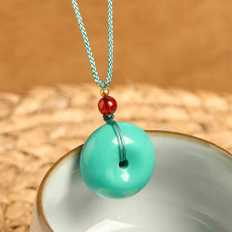 Wear FengShui Turquoise Peace Buckle Rope Balance Necklace Pendant