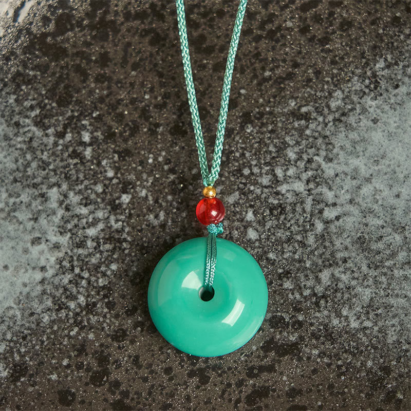 Wear FengShui Turquoise Peace Buckle Rope Balance Necklace Pendant