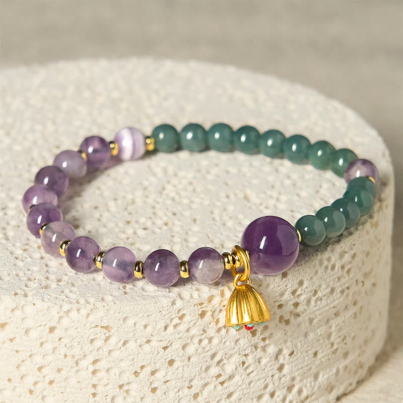 Wear FengShui Natural Lotus Amethyst Jade Balance Bracelet