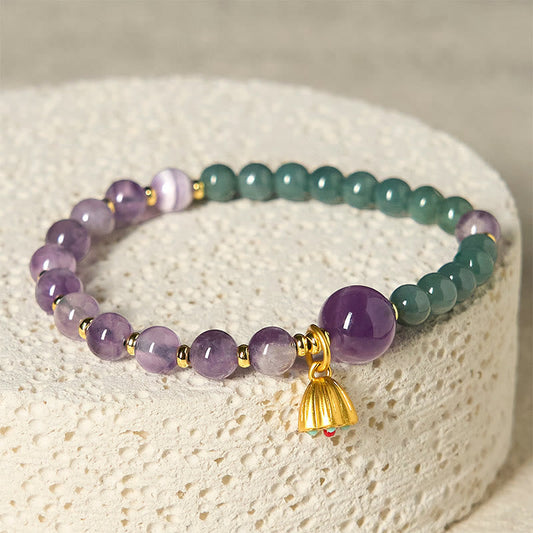 Wear FengShui Natural Lotus Amethyst Jade Balance Bracelet