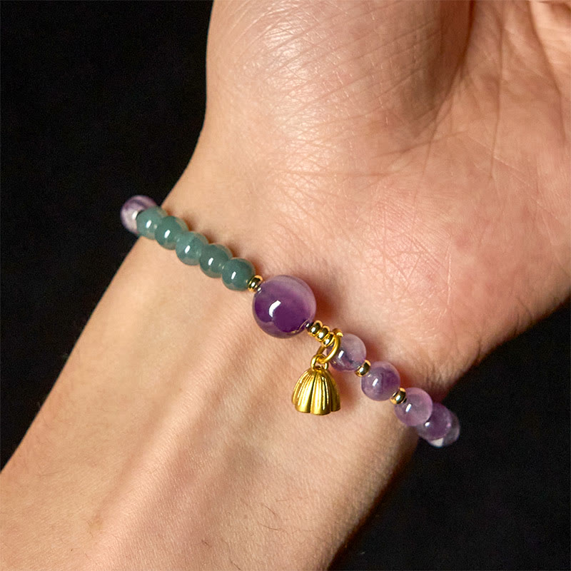 Wear FengShui Natural Lotus Amethyst Jade Balance Bracelet