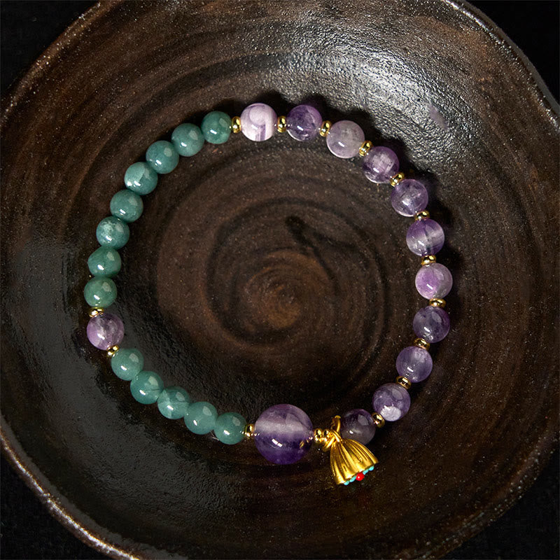 Wear FengShui Natural Lotus Amethyst Jade Balance Bracelet