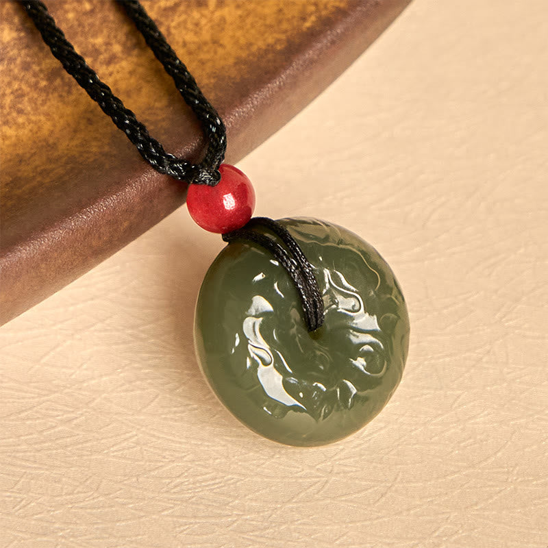 Wear FengShui "Wishing You Peace and Safety" Peace Buckle Jade Necklace Includes Gift Message Card