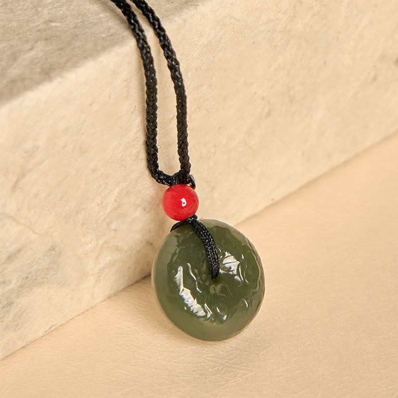 Wear FengShui "Wishing You Peace and Safety" Peace Buckle Jade Necklace Includes Gift Message Card