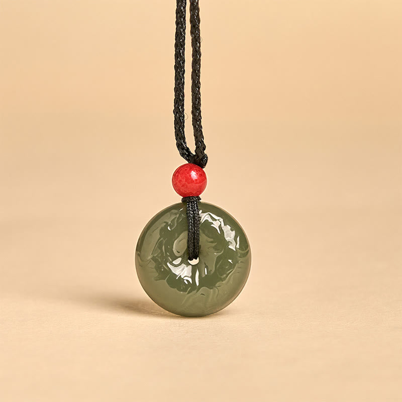 Wear FengShui "Wishing You Peace and Safety" Peace Buckle Jade Necklace Includes Gift Message Card