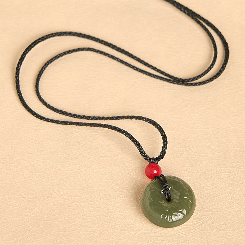Wear FengShui "Wishing You Peace and Safety" Peace Buckle Jade Necklace Includes Gift Message Card