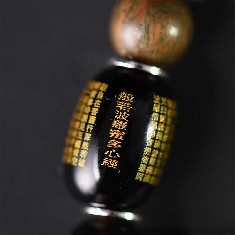 Wear FengShui Tibetan Green Sandalwood Gold Sheen Obsidian Balance Peace Double Wrap Bracelet