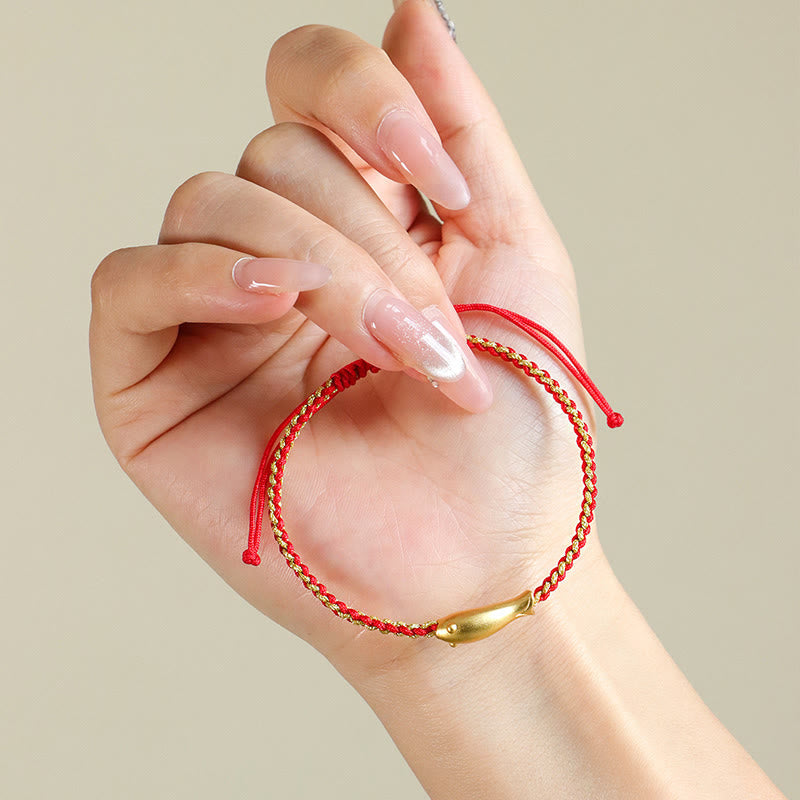 Wear FengShui 999 Sterling Silver Lucky Koi Fish Protection Rope Bracelet