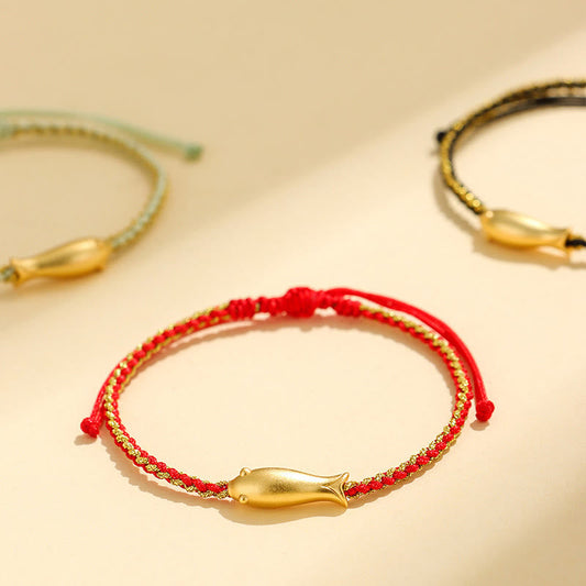 Wear FengShui 999 Sterling Silver Lucky Koi Fish Protection Rope Bracelet