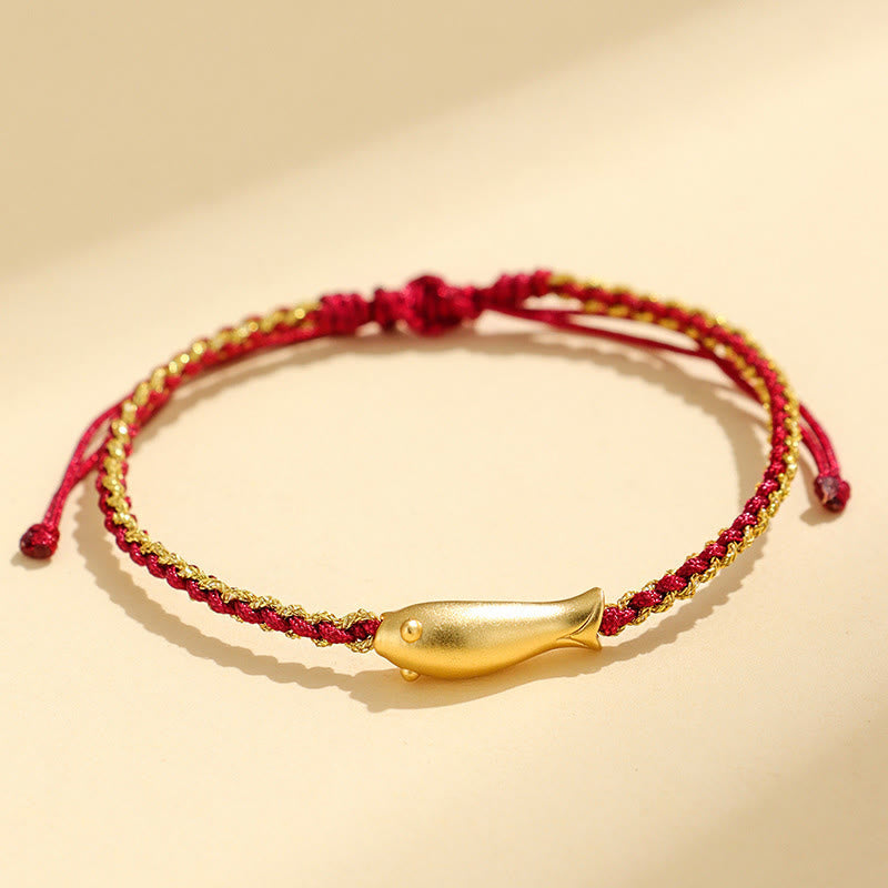 Wear FengShui 999 Sterling Silver Lucky Koi Fish Protection Rope Bracelet
