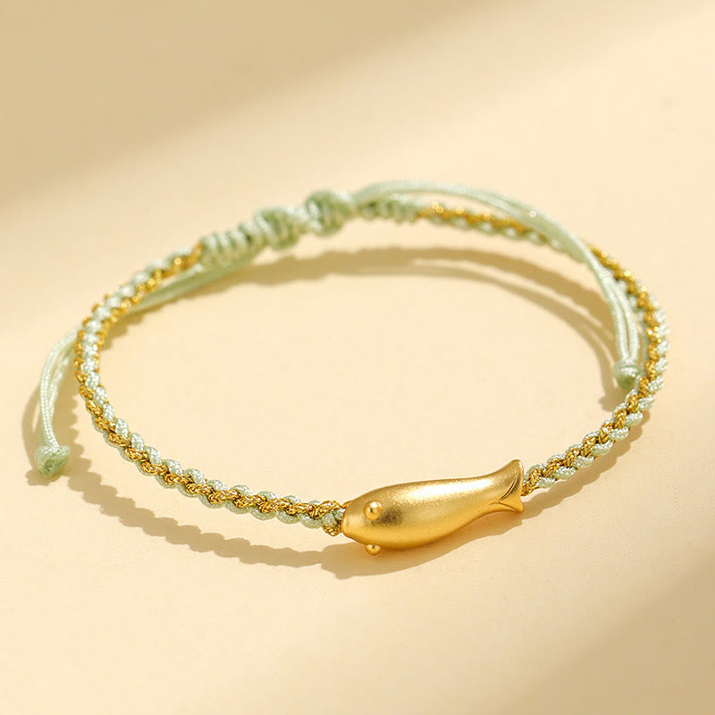 Wear FengShui 999 Sterling Silver Lucky Koi Fish Protection Rope Bracelet