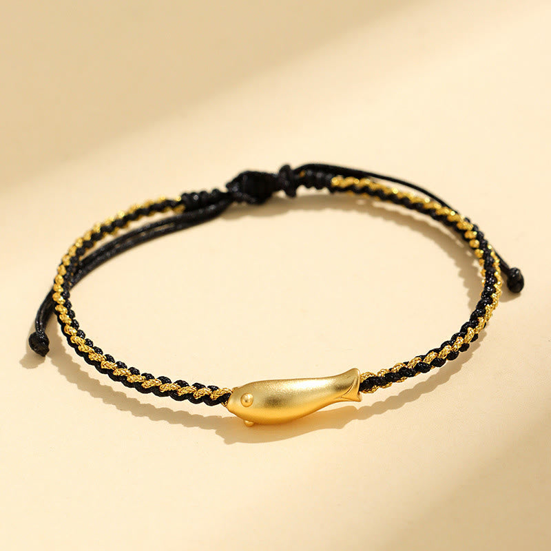 Wear FengShui 999 Sterling Silver Lucky Koi Fish Protection Rope Bracelet