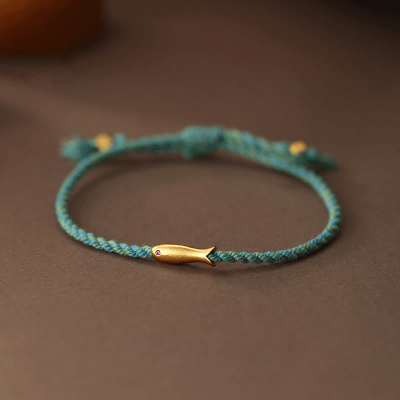 Wear FengShui Copper Lucky Koi Fish Luck Rope Bracelet