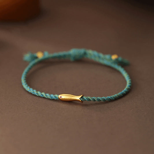 Wear FengShui Copper Lucky Koi Fish Luck Rope Bracelet