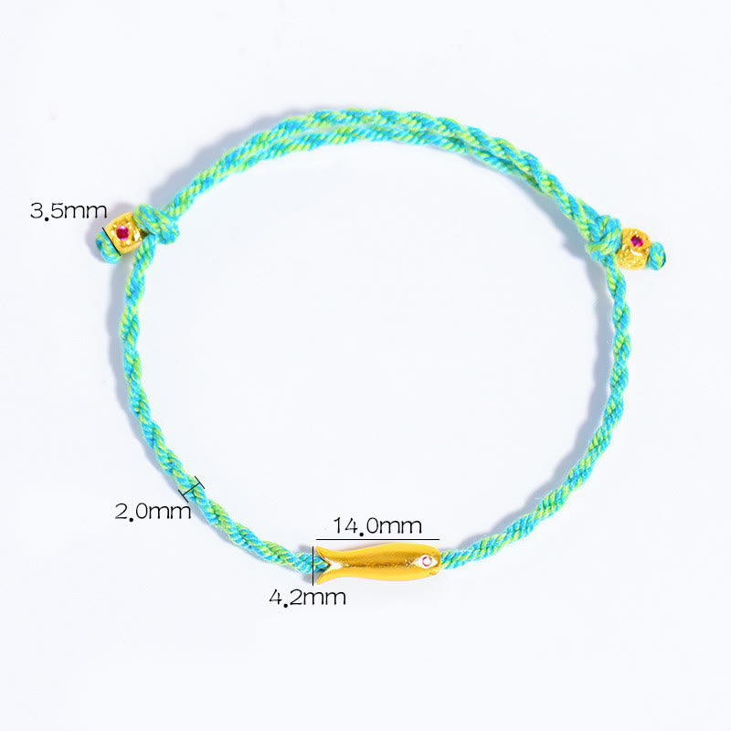 Wear FengShui Copper Lucky Koi Fish Luck Rope Bracelet