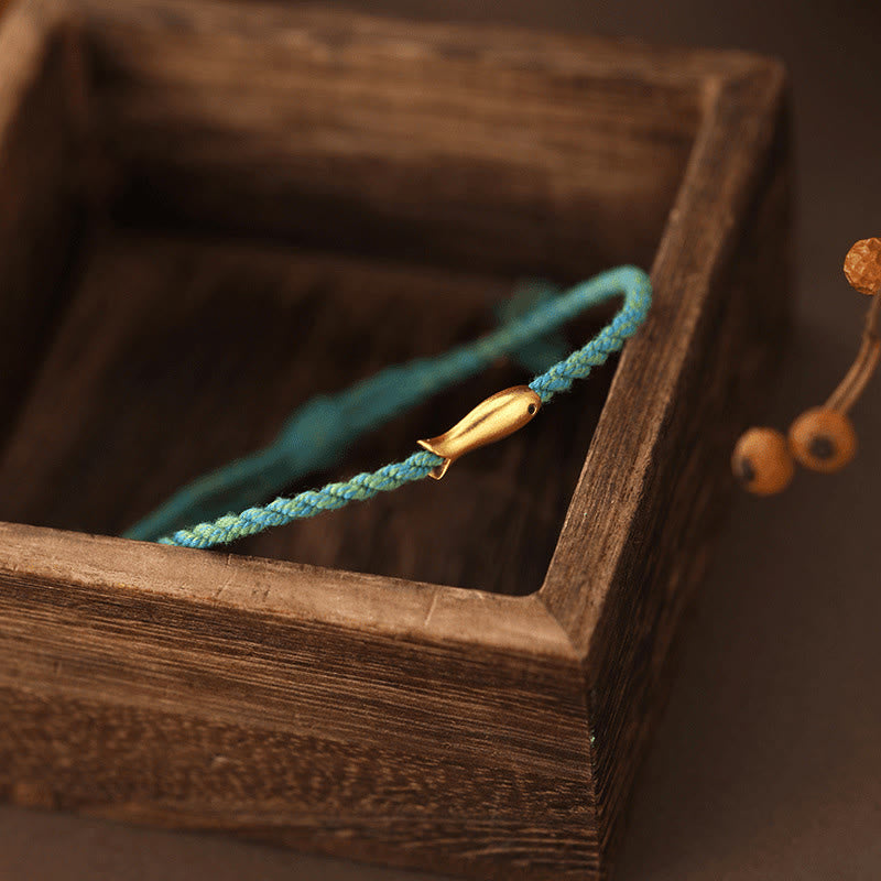 Wear FengShui Copper Lucky Koi Fish Luck Rope Bracelet