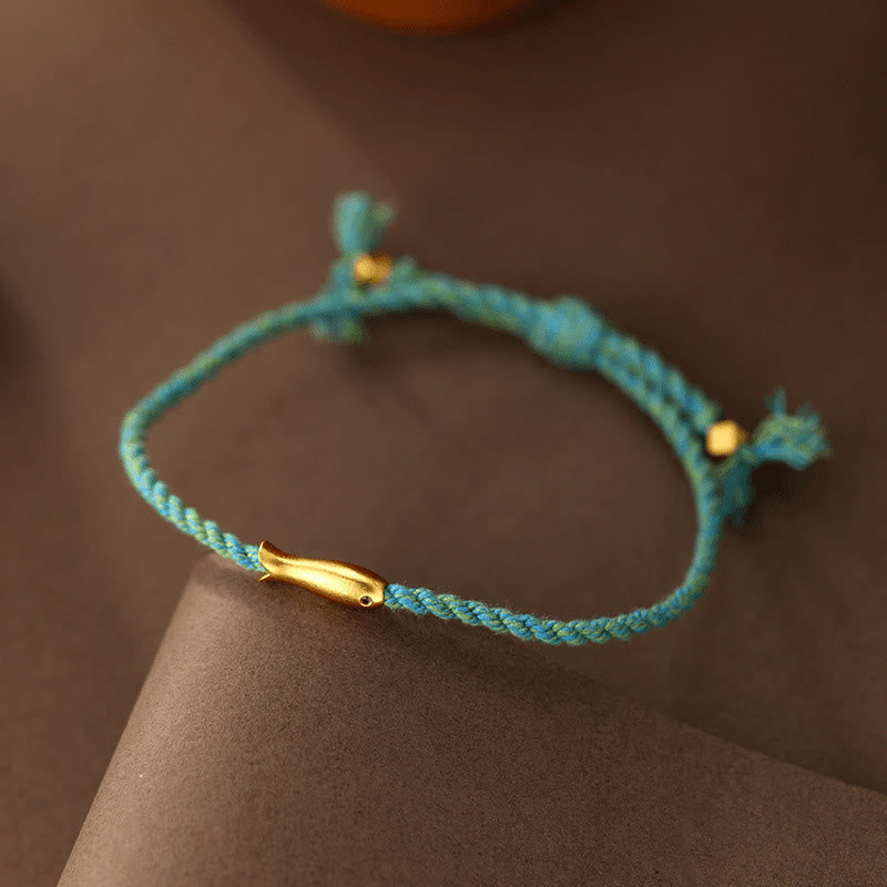 Wear FengShui Copper Lucky Koi Fish Luck Rope Bracelet