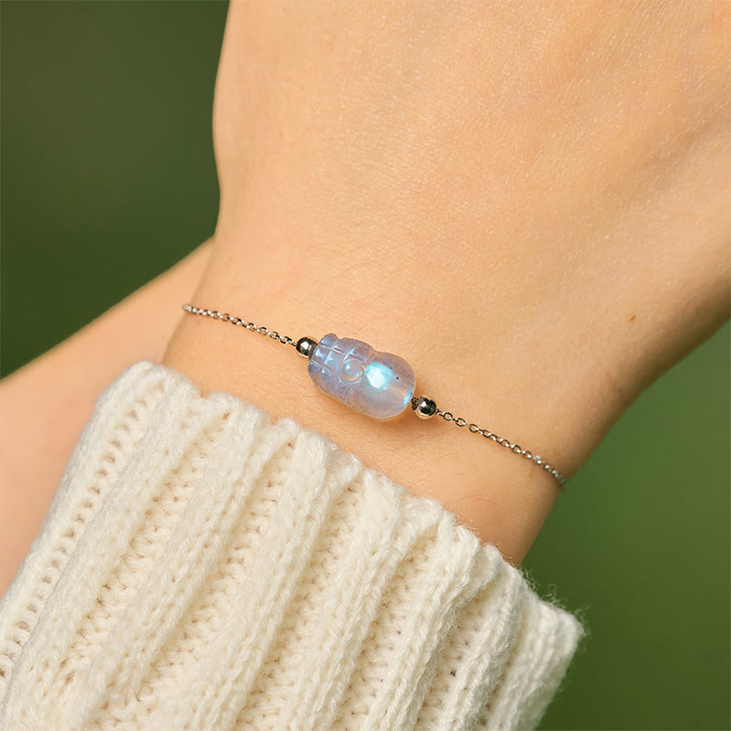 Wear FengShui 925 Sterling Silver Pixiu Moonstone Healing Bracelet
