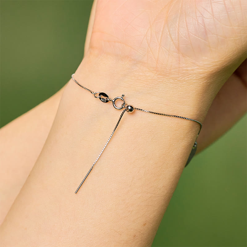 Wear FengShui 925 Sterling Silver Cat Natural Ice Obsidian Positive Bracelet