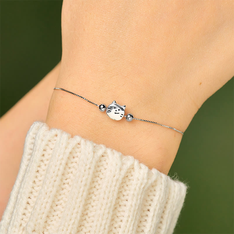 Wear FengShui 925 Sterling Silver Mini Cat Blessing Chain Bracelet
