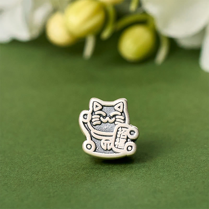 Wear FengShui 999 Sterling Silver Fortune Cat 925 Sterling Silver Chain Protection Bracelet