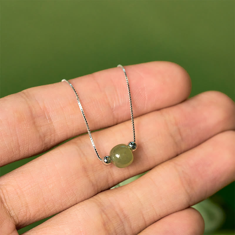 Wear FengShui 925 Sterling Silver Natural Jade Bead Abundance Chain Bracelet