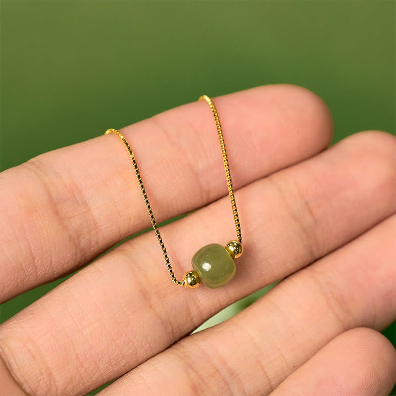 Wear FengShui 925 Sterling Silver Natural Jade Bead Abundance Chain Bracelet