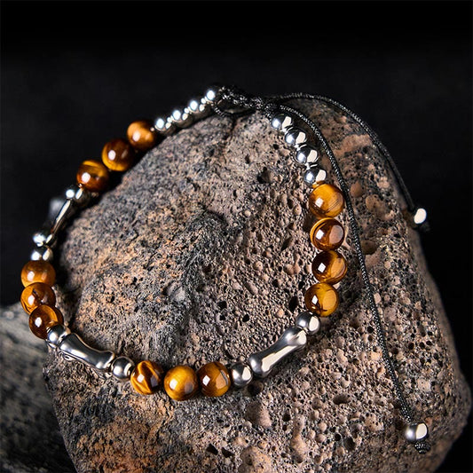 Wear FengShui Cute Bone Pattern Tiger Eye Courage Beads Bracelet