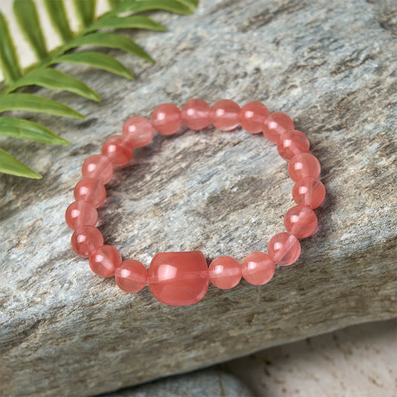 Wear FengShui Lovely Cat Head Red Agate Spiritual Beads Bracelet