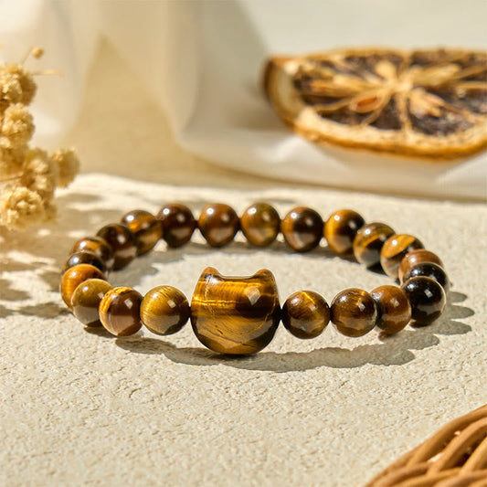 Wear FengShui Cute Cat Tiger Eye Power Beads Bracelet