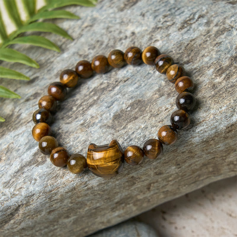 Wear FengShui Cute Cat Tiger Eye Power Beads Bracelet