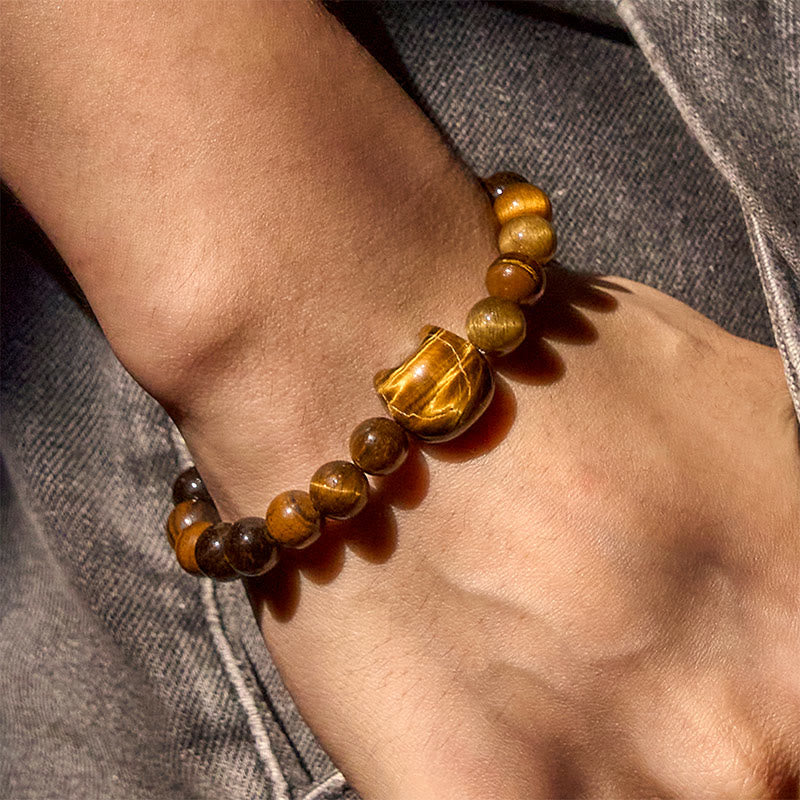 Wear FengShui Cute Cat Tiger Eye Power Beads Bracelet