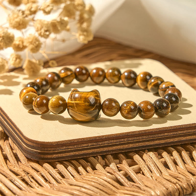 Wear FengShui Cute Cat Tiger Eye Power Beads Bracelet