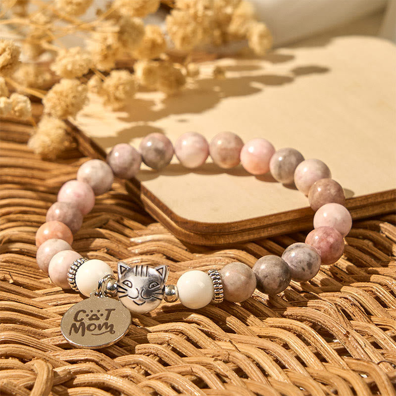 Wear FengShui Cat Head Design Zebra Jasper Protection Bracelet