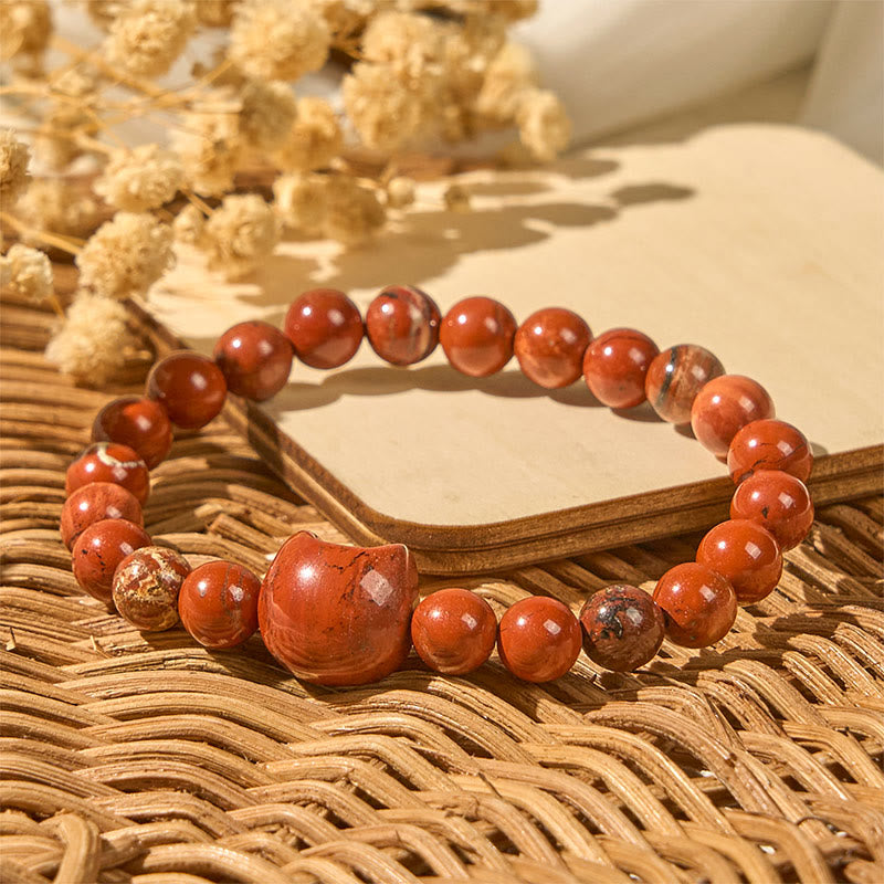 Wear FengShui Faceless Cat Head Design Red Turquoise Luck Bracelet