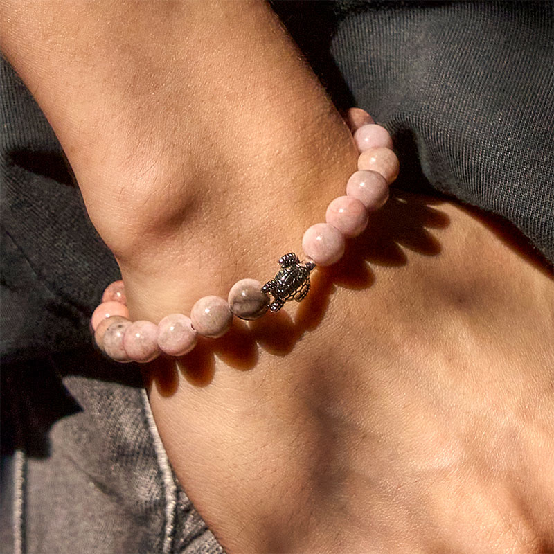 Wear FengShui Turtle Design Zebra Jasper Protection Bracelet