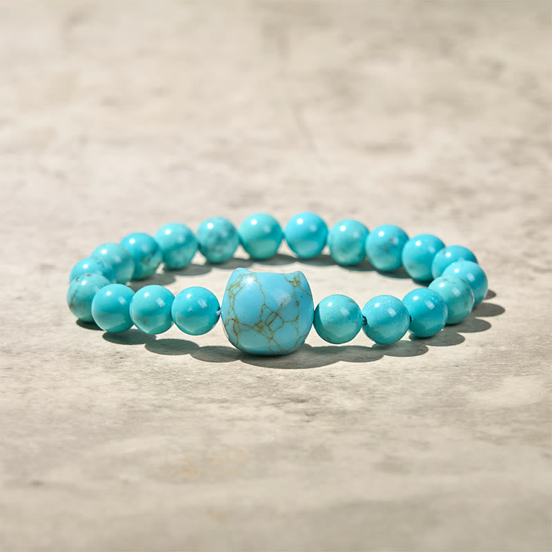Wear FengShui Natural Cat Turquoise Strength Beads Bracelet