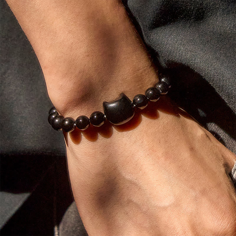 Wear FengShui Black Cat Natural Black Onyx Protection Bracelet