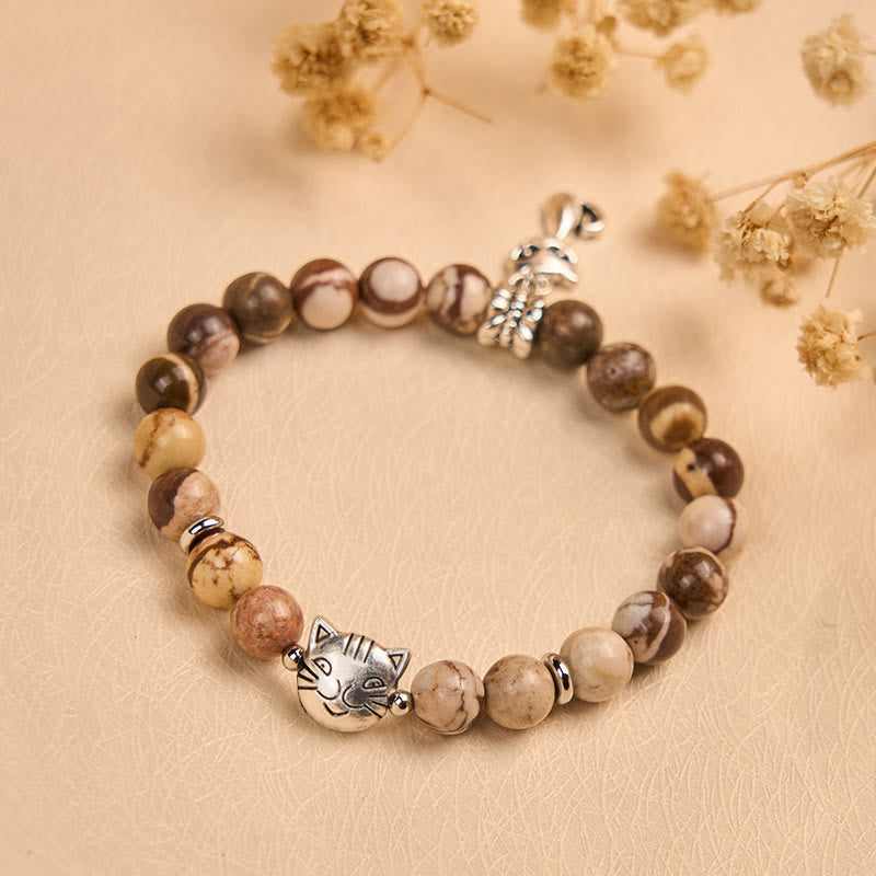 Wear FengShui Zebra Jasper Agate Bead Positive Bracelet