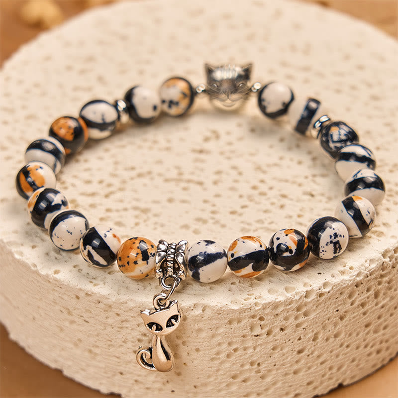 Wear FengShui Calico Cat Natural Stone Bead Confidence Bracelet