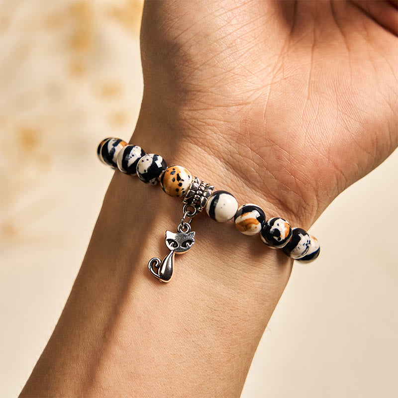 Wear FengShui Calico Cat Natural Stone Bead Confidence Bracelet