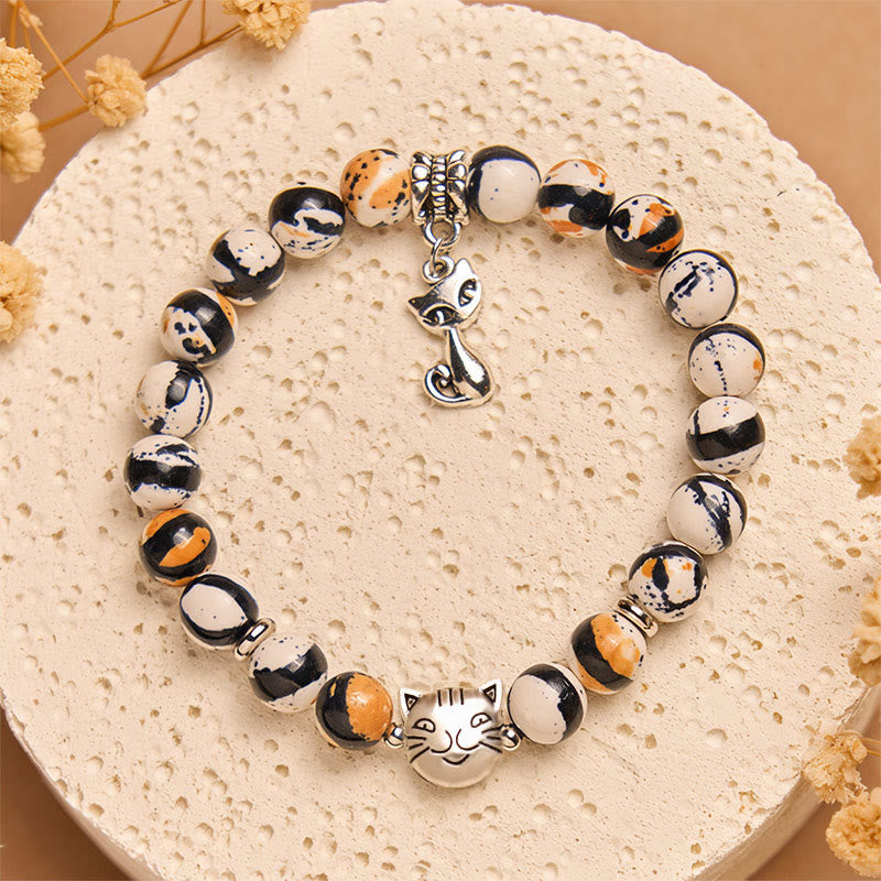 Wear FengShui Calico Cat Natural Stone Bead Confidence Bracelet