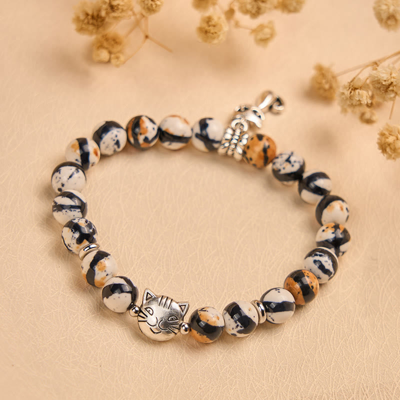 Wear FengShui Calico Cat Natural Stone Bead Confidence Bracelet