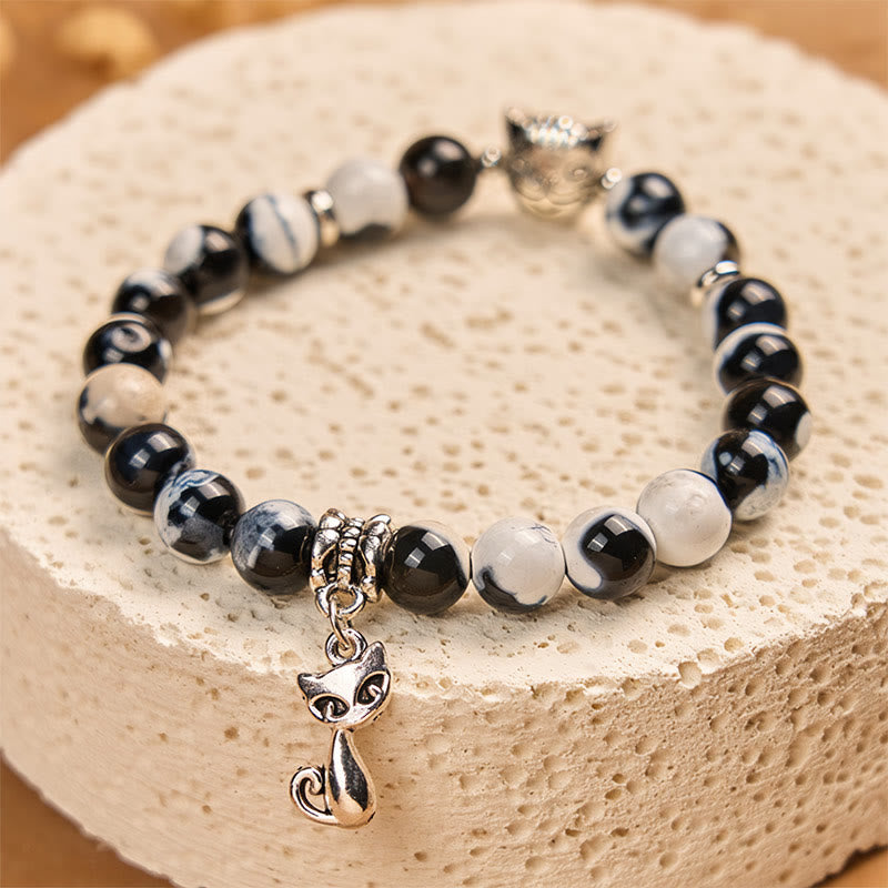 Wear FengShui "Sending Love and Joy to Your Cat" Cat Agate Bracelet Includes Gift Message Card