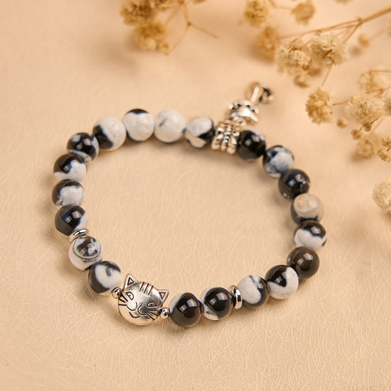 Wear FengShui "Sending Love and Joy to Your Cat" Cat Agate Bracelet Includes Gift Message Card