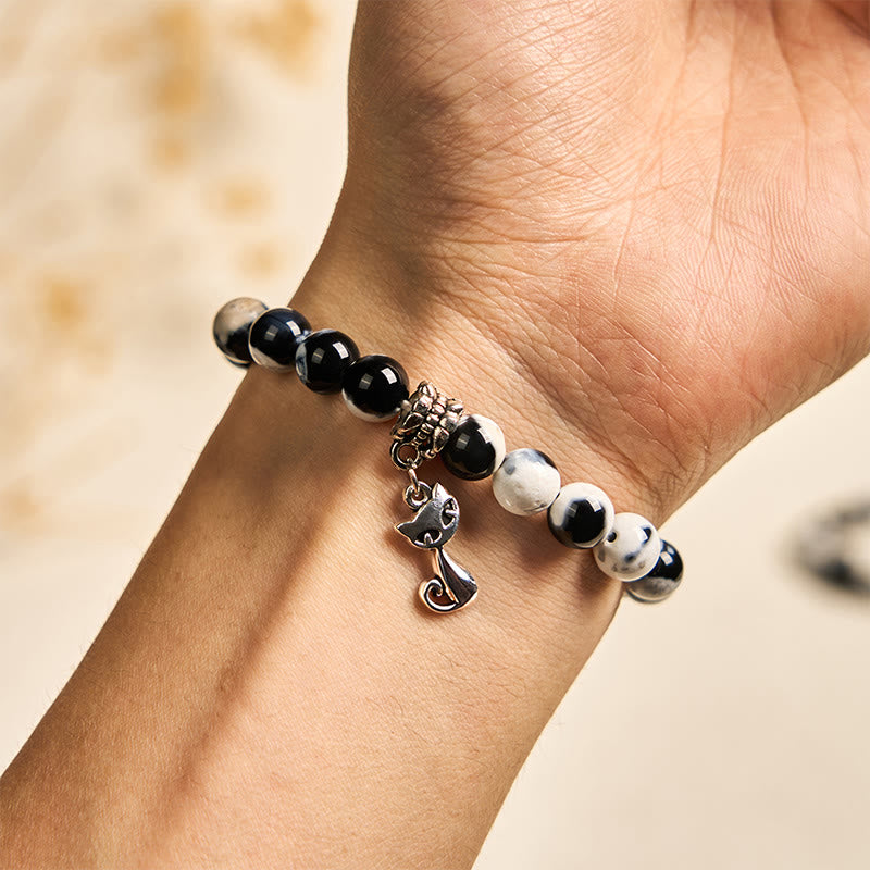 Wear FengShui "Sending Love and Joy to Your Cat" Cat Agate Bracelet Includes Gift Message Card