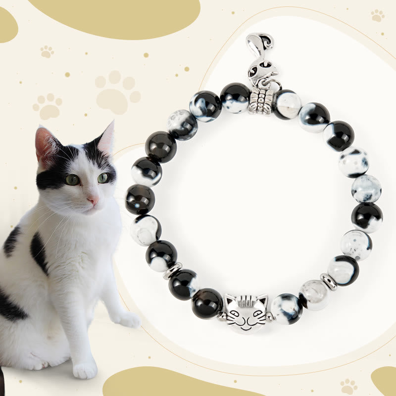 Wear FengShui "Sending Love and Joy to Your Cat" Cat Agate Bracelet Includes Gift Message Card