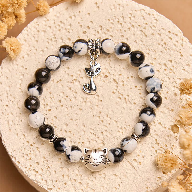 Wear FengShui "Sending Love and Joy to Your Cat" Cat Agate Bracelet Includes Gift Message Card